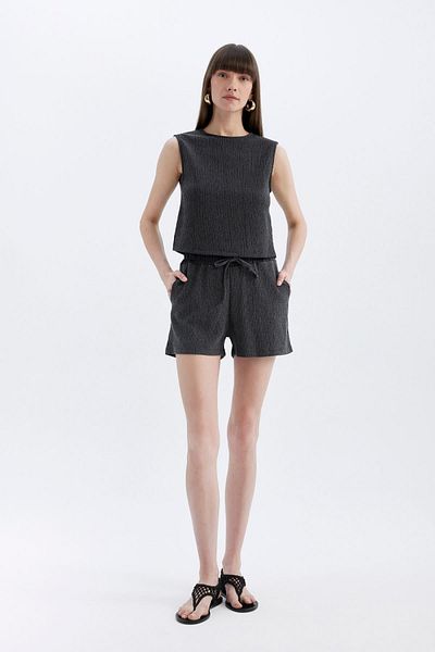 DeFacto Regular Fit Crew Neck Basic Plain Wrap Tank Top D1523Ax24Sm