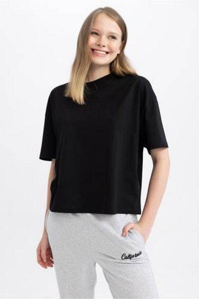 DeFacto Bavlněné tričko Coool Loose Fit s krátkým rukávem Basic 100 Z9455az23sp