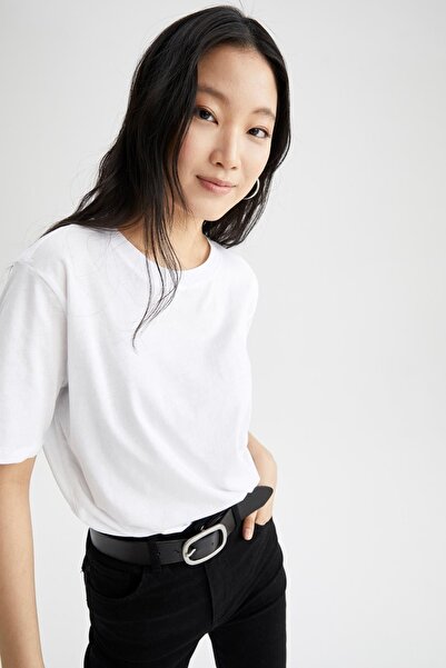 DeFacto Tričko Regular Fit Crew Neck s krátkým rukávem ze 100% bavlny