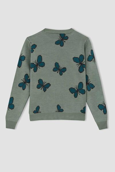 DeFacto Girl's Regular Fit Crew Neck Sweater