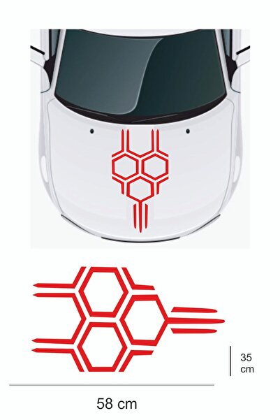 EYBA STİCKER ملصق سيارة بغطاء رأس على شكل قرص العسل مقاس 58 × 35 سم - ملصق سيارة