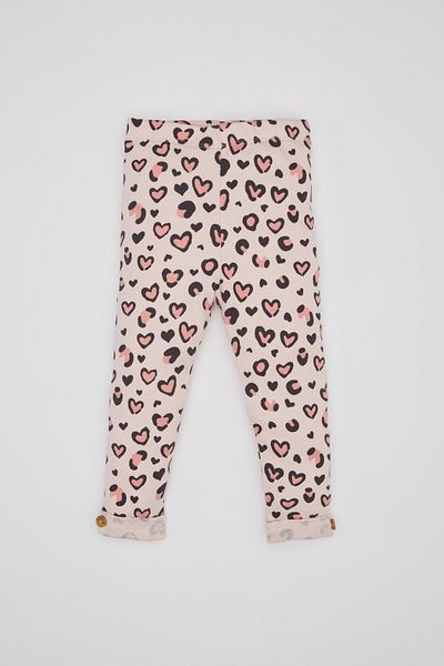 DeFacto 2-Piece Set for Baby Girl - Crew Neck Print Long Sleeve T-Shirt and Leopard Print Leggings C1613A524Sp