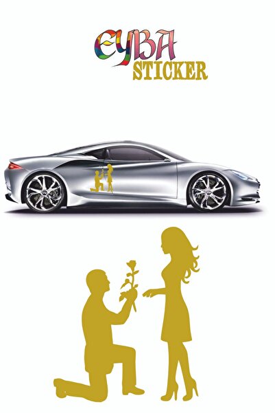 EYBA STİCKER ملصق سيارة مقاس 18 × 15 سم مزين بالزهور