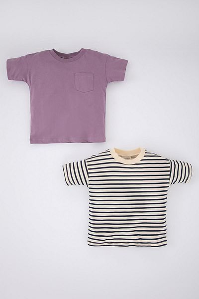 DeFacto Striped Short Sleeve T-Shirt for Baby Boy Set of 2 Z1995a223sm