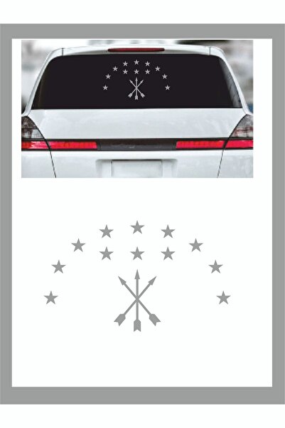 EYBA STİCKER Adige Çerkez Bayrak Sembolü Araba Sticker 20x12cm - Oto Sticker