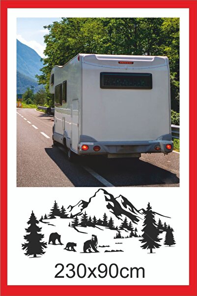 EYBA STİCKER الدب القطيع الغابات الجبلية طبيعة المناظر الطبيعية على الطرق الو...