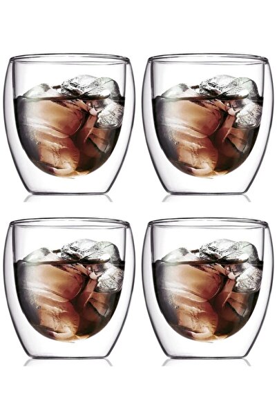 Chef Taste كوب زجاجي بوروسيليكات سعة 250 مل - 4 جدران مزدوجة BKMDIZAYN