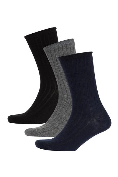 DeFacto Men's Long Cotton Socks Set of 3 - A8268axns