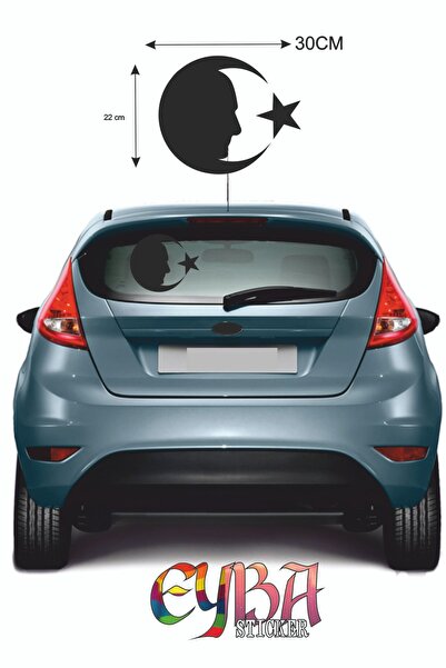 EYBA STİCKER ملصق علم تركي نجمة القمر أتاتورك ملصق سيارة 30 سم × 22 سم