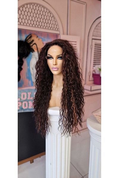 LOLLY PONY 75 CM Afro Brown Korea Front Tulle Wig