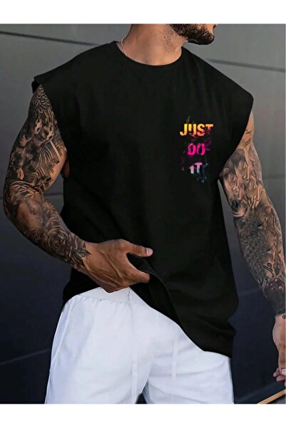 CONSTRAİN JUSTDOIT Tricou cu mânecă zero din bumbac pieptănat supradimensiona...