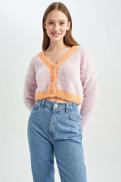 DeFacto Regular Fit V-Neck Cardigan X5884az22au