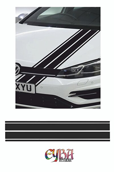 EYBA STİCKER 120x15cm -çift Şerit Araba Kaput Sticker - Oto Sticker -