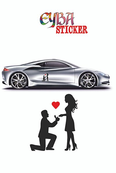 EYBA STİCKER 18x15 Cm Kalpli Teklif Sevgili Oto Sticker -araba Sticker - Duva...
