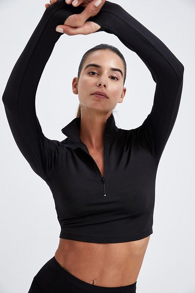 DeFacto Tricou cu mânecă lungă, cu jumătate de fermoar, cu guler înalt