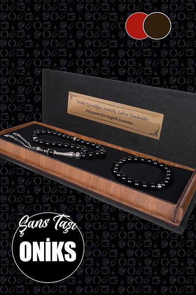 TESBİHCİBABA Men's Gift 'Grain of Patience' - Natural Stone Prayer Beads and Bracelet Set