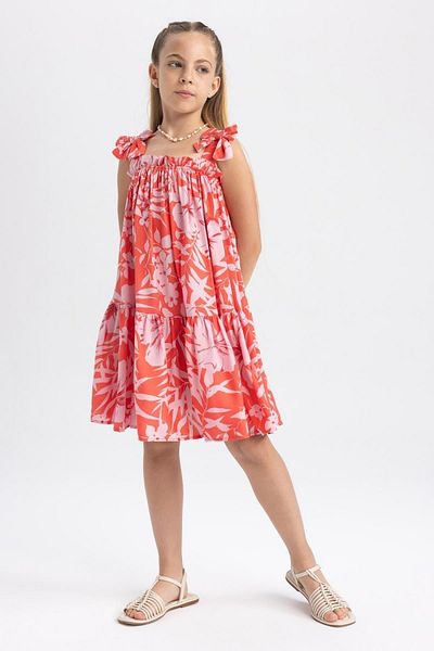 DeFacto Patterned Strappy Girl's Dress - Y6957a623hs