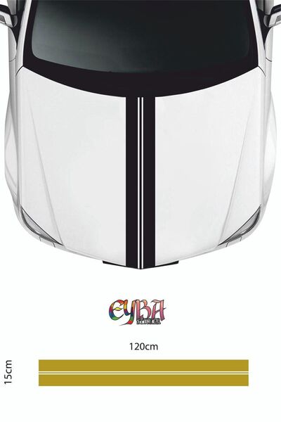 EYBA STİCKER 120 سم × 15 سم - ملصق شريط غطاء المحرك الأمامي - ملصق غطاء محرك ...