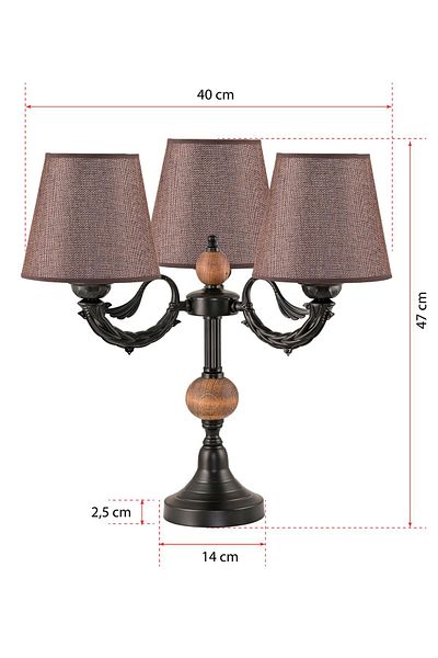 DEDE Triple Candlestick Table Lamp with Black Brown Hat - Lampshade