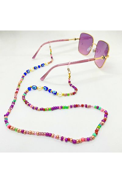 AR Colorful Evil Eye Bead Detailed String Glasses