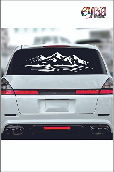 EYBA STİCKER 100x28cm Ağaç Dağ Araba Dekor Orman Sticker - Off Road - Karavan...