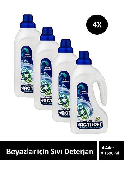actisoft Beyazlar için sıvı çamaşır deterjanı 1500ml X 4 Adet