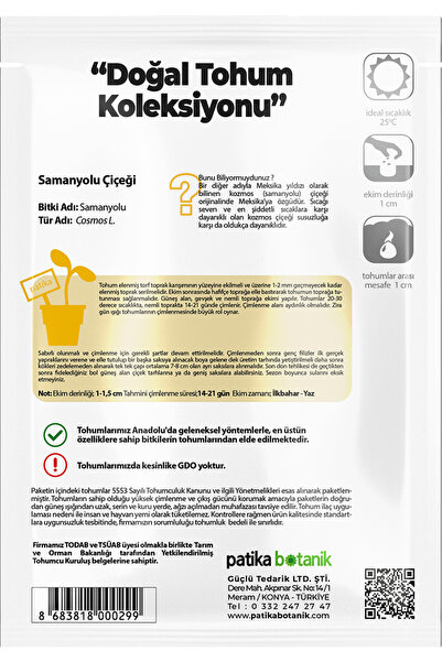 Patika Botanik 30 Adet Samanyolu Çiçek Tohumu (Cosmos L.)