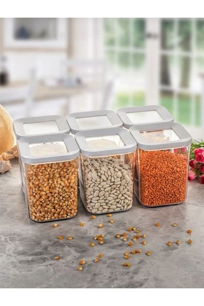 VİP AHMET 6 Pieces 1000ml Vipahmet Classic White Lid Vacuum Storage Container