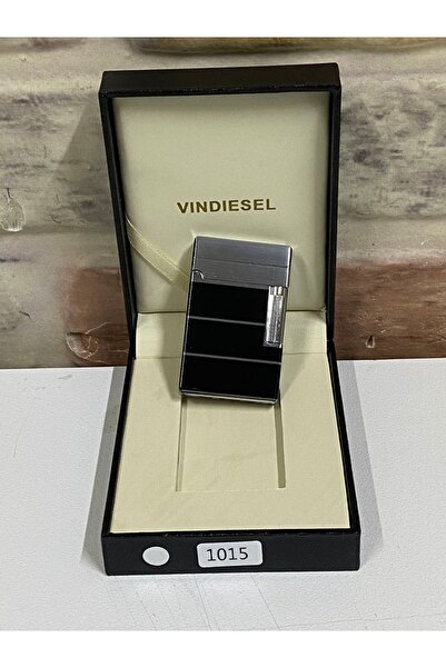 Vindiesel Siyah Gri Renk Gri Çizgi Desenli Gazlı Model Kişiye Özel Çakmak