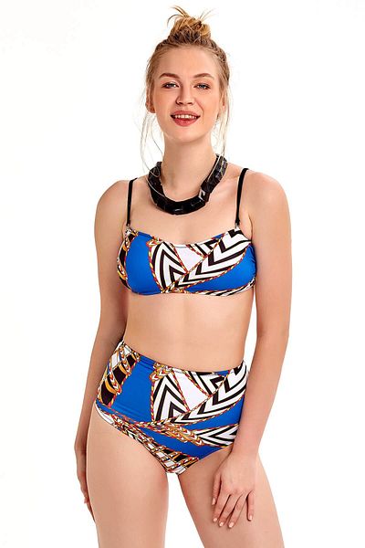 Argento Set bikini fără bretele cu model albastru