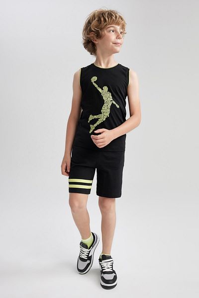 DeFacto Printed Undershirt and Shorts 2 Pieces Set for Boys - Z4872a623hs