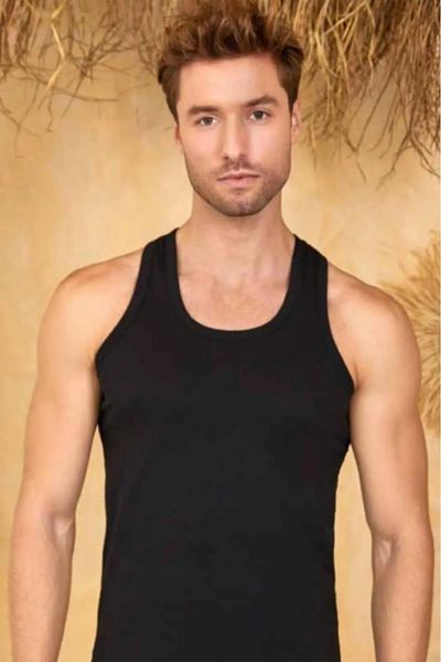 Berrak Black Classic Cotton Men's Athlete - 1004 6-Piece with Straps