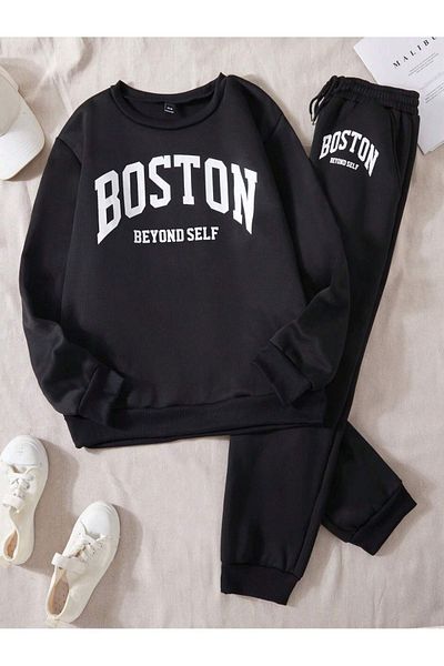 StartMore Унисекс дебел анцуг с голям размер - щампа Boston New York