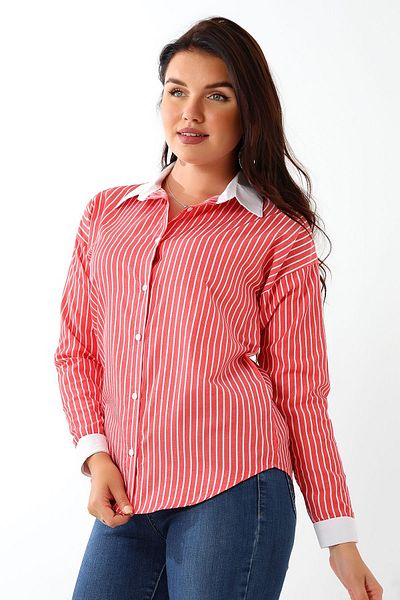 ENFİ GİYİM White Striped Linen Shirt - Collar Detail