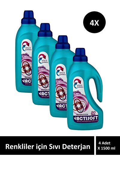 actisoft Renkliler için sıvı çamaşır deterjanı 1500ml X 4 Adet