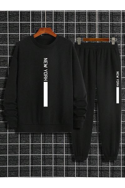 StartMore Σετ ανδρικής φόρμας New York Printed Three Thread Crew Neck
