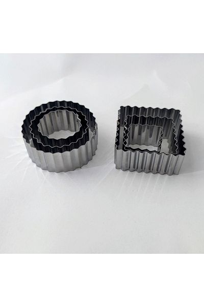 Nar kalıp 6-Piece Narkalıp Stainless Square Round Serrated Cookie Set