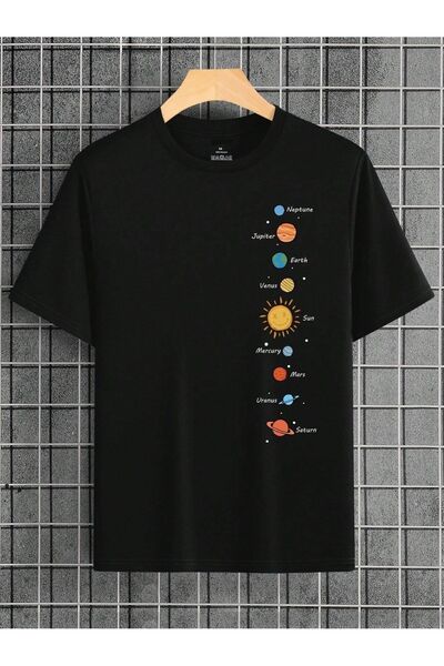 StartMore Tricou oversize unisex cu imprimeu Solar System