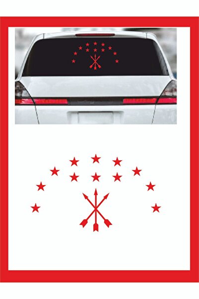 EYBA STİCKER Adige Çerkez Bayrak Sembolü Araba Sticker 20x12cm - Oto Sticker