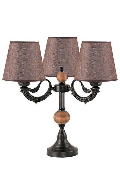 DEDE Triple Candlestick Table Lamp with Black Brown Hat - Lampshade