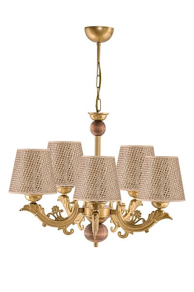 DEDE Wooden Antique Zamak - Metal Cast Chandelier Brown Rattan Wicker Hat