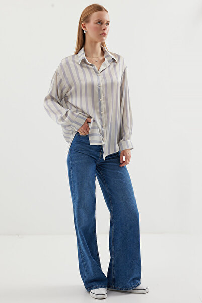 Bigdart 3964 Model - Light and Flowy Satin Shirt, F.Gray