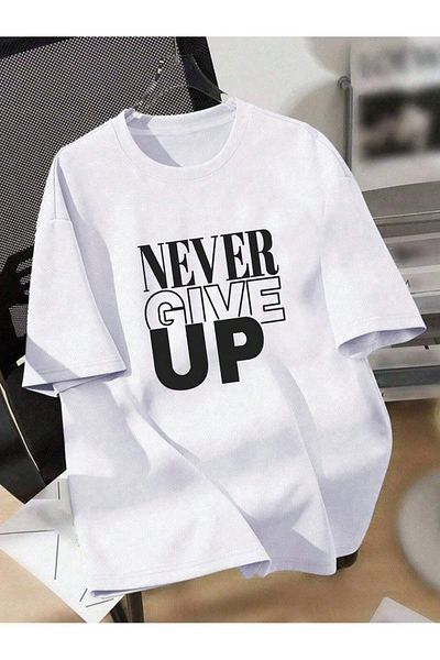QUEENSTOWN Tricou unisex oversize imprimat Big Never Give Up