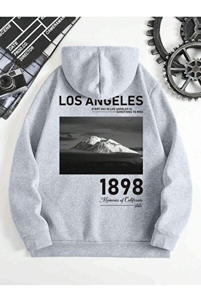 StartMore Λος Άντζελες με στάμπα Three Thread unisex oversize φούτερ Γκρι