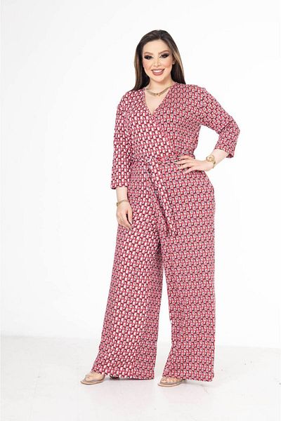 garajmood Plus Size Patterned Double-breasted Collar Jumpsuit