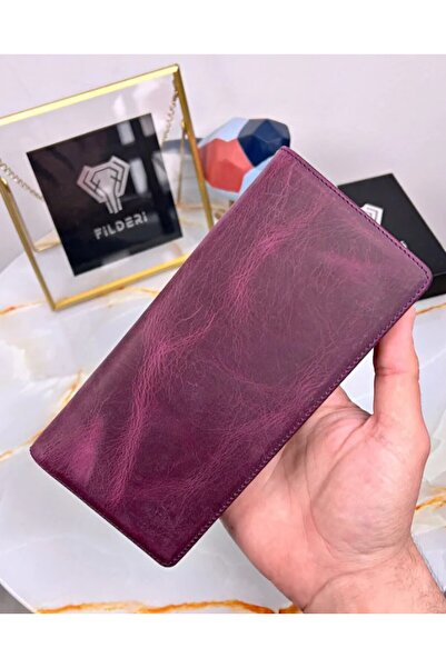 Fil Deri With Phone Compartment - Genuine Leather Wallet - with Magnet and Hand Tape - Large Portfolio 2028