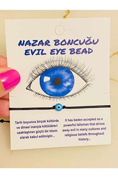 Cam Nazar Boncuklu Ipli Asansörlü Bileklik