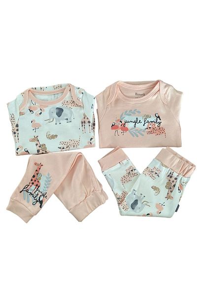 Miniworld Cute Forest Animals Patterned 2-Piece Jumpsuit Set for Baby Girl