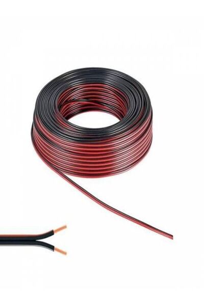 KG GROUP Kablo 2 X 0,75 Mm Bitişik Yassı Kordon Hoparlör Kablosu Siyah 10metre