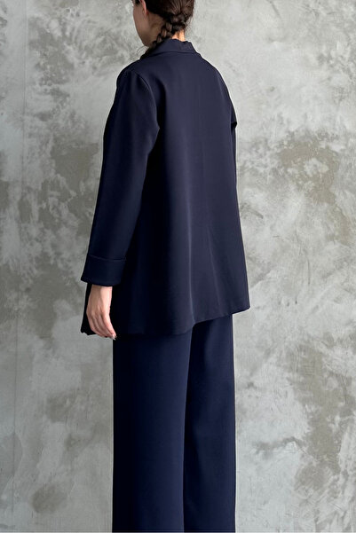 macharel jeans Women's New Season Double Sleeve Wear Off Seasonal Jacket Navy Blue